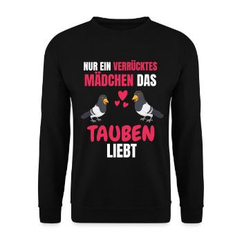 Taubenrennen Vogel Mädchen Lustiges Geschenk Taube - Unisex Pullover - Schwarz - Vorne - Alina (178cm) & Michal (187cm)