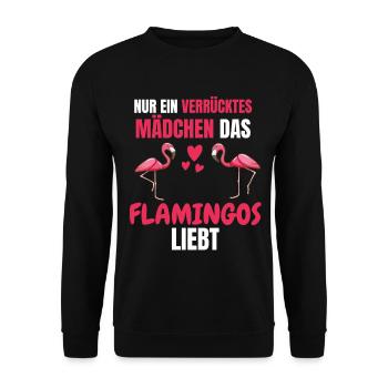 Tropisches Tier Mädchen Lustiges Geschenk Flamingo - Unisex Pullover - Schwarz - Vorne - Alina (178cm) & Michal (187cm)