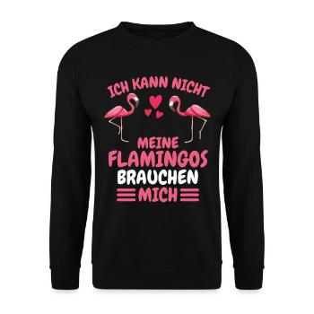 Tropischer Vogel Lustiges Geschenk Rosa Flamingo - Unisex Pullover - Schwarz - Vorne - Alina (178cm) & Michal (187cm)