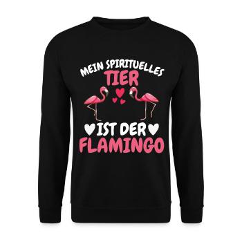Rosa Vogel Spirituelles Tier Geschenk Flamingo - Unisex Pullover - Schwarz - Vorne - Alina (178cm) & Michal (187cm)