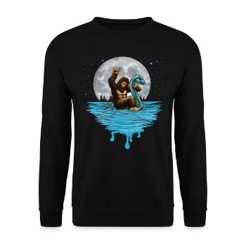 Sasquatch Rides Loch Ness Monster Nessie Bigfoot - Unisex Sweatshirt - black - Front - Alina (178cm) & Michal (187cm)