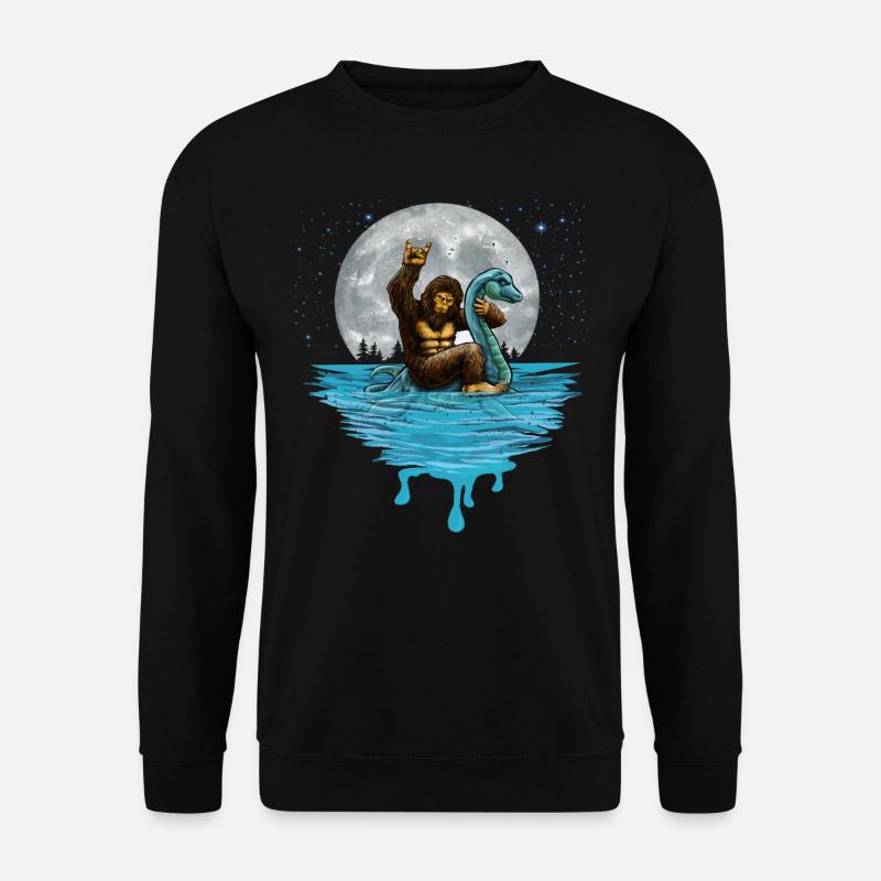 Sasquatch Reitet Loch Ness Monster Nessie Bigfoot - Unisex Pullover - Schwarz