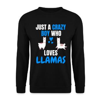 Crazy Boy Alpaga Cadeau Drôle Lama - Sweat-shirt Unisexe - noir - Devant - Alina (178cm) & Michal (187cm)