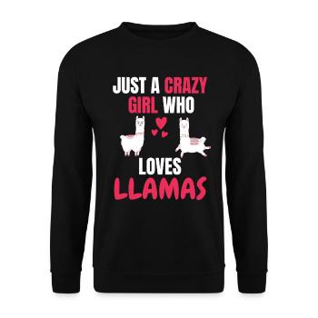 Crazy Girl Animal Funny Gift Llama - Sweat-shirt Unisexe - noir - Devant - Alina (178cm) & Michal (187cm)