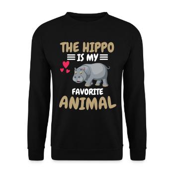 Favorite Animal Animal Funny Gift Hippopotamus - Unisex Sweatshirt - black - Front - Alina (178cm) & Michal (187cm)