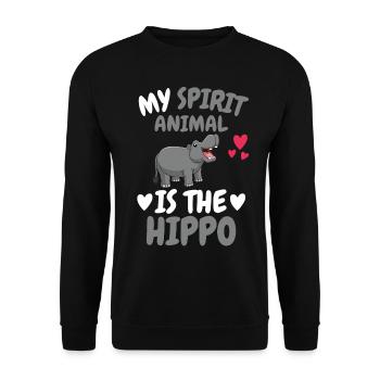 My Spiritual Animal Gift Hippo Hippo - Unisex Sweatshirt - black - Front - Alina (178cm) & Michal (187cm)