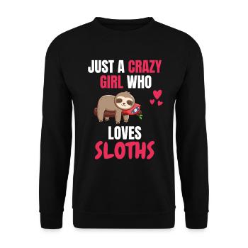 Verrücktes Mädchen Tier Lustiges Geschenk Faultier - Unisex Pullover - Schwarz - Vorne - Alina (178cm) & Michal (187cm)