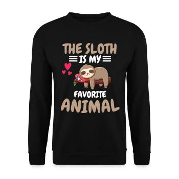 Favorite Animal Tropical Animal Gift Sloth - Unisex Sweatshirt - black - Front - Alina (178cm) & Michal (187cm)