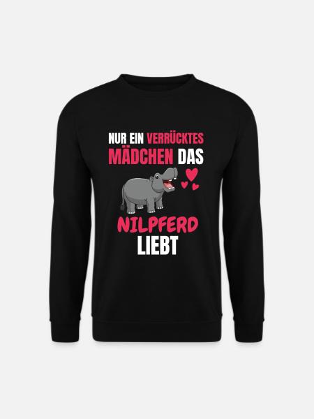 Zoo Tier Hippo Mädchen Lustiges Geschenk Nilpferd - Unisex Pullover - Schwarz