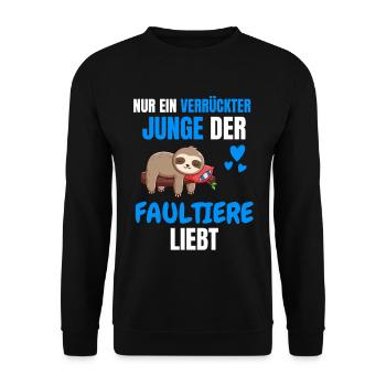 Tropisches Tier Jungs Lustiges Geschenk Faultier - Unisex Pullover - Schwarz - Vorne - Alina (178cm) & Michal (187cm)