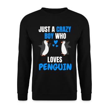 Verrückter Junge Antarktis Tier Geschenk Pinguin - Unisex Pullover - Schwarz - Vorne - Alina (178cm) & Michal (187cm)