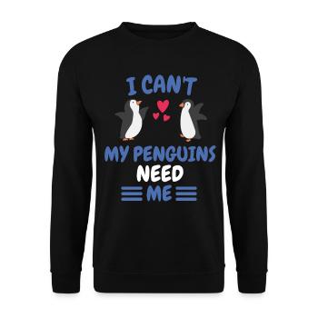 Je ne peux pas offrir un pingouin animal à l’Antarctique - Sweat-shirt Unisexe - noir - Devant - Alina (178cm) & Michal (187cm)