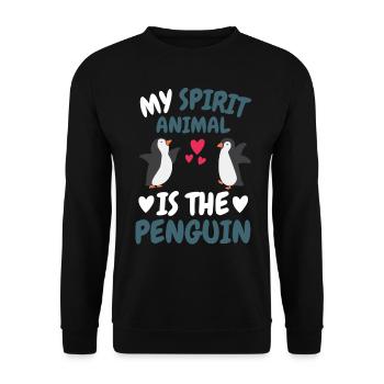 Mein spirituelles Tier Geschenk Vogel Pinguin - Unisex Pullover - Schwarz - Vorne - Alina (178cm) & Michal (187cm)