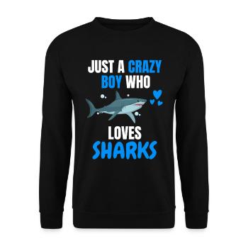 Verrückter Junge Ozean Tier Lustiges Geschenk Hai - Unisex Pullover - Schwarz - Vorne - Alina (178cm) & Michal (187cm)