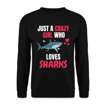 Verrücktes Mädchen Tier Lustiges Geschenk Hai - Unisex Pullover - Schwarz - Vorne - Alina (178cm) & Michal (187cm)