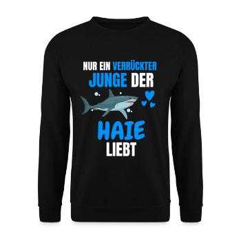 Ozean Tier Jungs Raubtier Lustiges Geschenk Hai - Unisex Pullover - Schwarz - Vorne - Alina (178cm) & Michal (187cm)