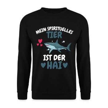 Ozean Tierliebhaber Spirituelles Tier Geschenk Hai - Unisex Pullover - Schwarz - Vorne - Alina (178cm) & Michal (187cm)
