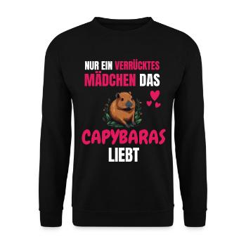 Verrücktes Mädchen Tier Lustiges Geschenk Capybara - Unisex Pullover - Schwarz - Vorne - Alina (178cm) & Michal (187cm)