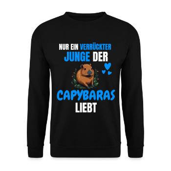 Tier Verrückter Junge Lustiges Geschenk Capybara - Unisex Pullover - Schwarz - Vorne - Alina (178cm) & Michal (187cm)