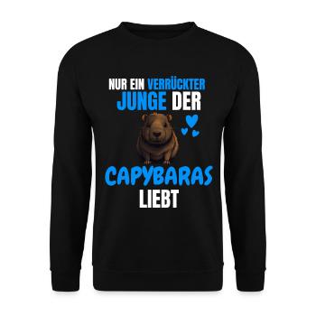 Tier Verrückter Junge Lustiges Geschenk Capybara - Unisex Pullover - Schwarz - Vorne - Alina (178cm) & Michal (187cm)