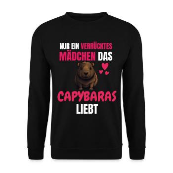Verrücktes Mädchen Tier Lustiges Geschenk Capybara - Unisex Pullover - Schwarz - Vorne - Alina (178cm) & Michal (187cm)
