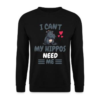 I can't Africa Animal Hippo Gift Hippo Hippo - Unisex Sweatshirt - black - Front - Alina (178cm) & Michal (187cm)