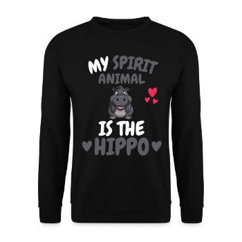 Mon don d’animal spirituel drôle d’hippopotame - Sweat-shirt Unisexe - noir - Devant - Alina (178cm) & Michal (187cm)