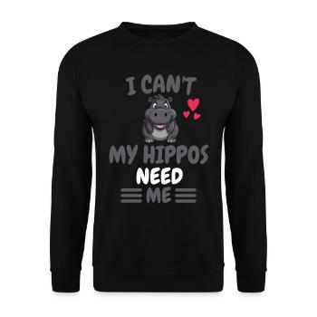 Animal Lovers Zoo Animal Funny Gift Hippo - Unisex Sweatshirt - black - Front - Alina (178cm) & Michal (187cm)