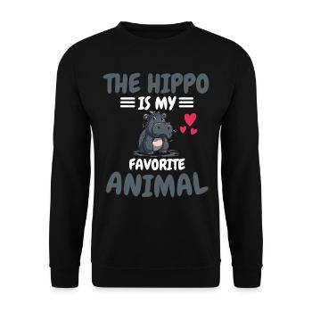 Animal préféré Afrique Zoo Animal Cadeau Hippopotame - Sweat-shirt Unisexe - noir - Devant - Alina (178cm) & Michal (187cm)