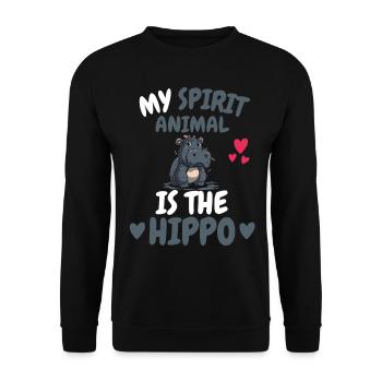 Hippo Mon Don Spirituel Animal Hippopotame - Sweat-shirt Unisexe - noir - Devant - Alina (178cm) & Michal (187cm)