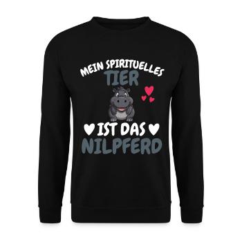 Hippo Afrika Tier Lustiges Geschenk Nilpferd - Unisex Pullover - Schwarz - Vorne - Alina (178cm) & Michal (187cm)