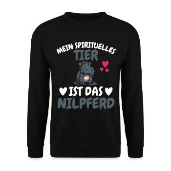 Hippo Mein spirituelles Tier ist das Nilpferd - Unisex Pullover - Schwarz - Vorne - Alina (178cm) & Michal (187cm)
