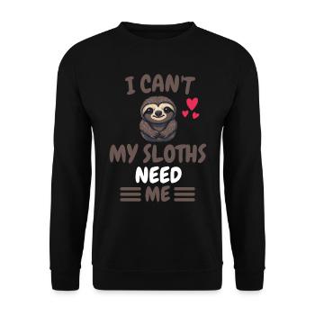 I Can't Tropical Animal Gift Sloth - Unisex Sweatshirt - black - Front - Alina (178cm) & Michal (187cm)