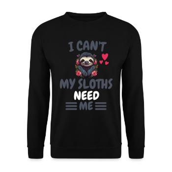 Animal Lovers Zoo Animal Funny Gift Sloth - Unisex Sweatshirt - black - Front - Alina (178cm) & Michal (187cm)