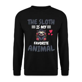 Lieblingstier Tropisches Tier Geschenk Faultier - Unisex Pullover - Schwarz - Vorne - Alina (178cm) & Michal (187cm)