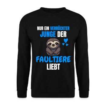 Tropisches Tier Lustiges Jungen Geschenk Faultier - Unisex Pullover - Schwarz - Vorne - Alina (178cm) & Michal (187cm)