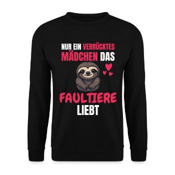 Tropisches Tier Lustiges Mädchen Geschenk Faultier - Unisex Pullover - Schwarz - Vorne - Alina (178cm) & Michal (187cm)