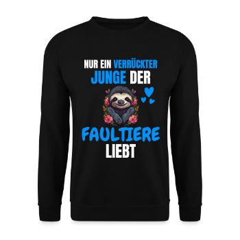 Tropisches Tier Jungs Geschenk Zoo Faultier - Unisex Pullover - Schwarz - Vorne - Alina (178cm) & Michal (187cm)