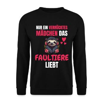 Faultier Liebhaber Mädchen Tier Geschenk Faultier - Unisex Pullover - Schwarz - Vorne - Alina (178cm) & Michal (187cm)