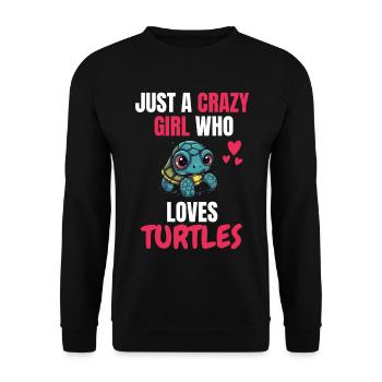 Crazy Girl Zoo Animal Gift Turtle - Unisex Sweatshirt - black - Front - Alina (178cm) & Michal (187cm)