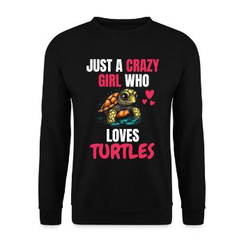 Crazy Girl Ocean Animal Gift Turtle - Unisex Sweatshirt - black - Front - Alina (178cm) & Michal (187cm)