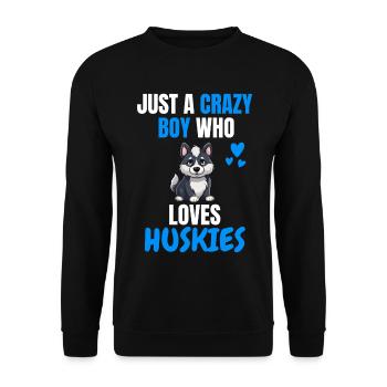 Chiens Pet Crazy Boy Cadeau Husky - Sweat-shirt Unisexe - noir - Devant - Alina (178cm) & Michal (187cm)
