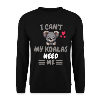 Je ne peux pas Australie Animal Gift Koala - Sweat-shirt Unisexe - noir - Devant - Alina (178cm) & Michal (187cm)