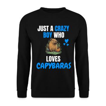 Verrückter Junge Wasserschwein Geschenk Capybara - Unisex Pullover - Schwarz - Vorne - Alina (178cm) & Michal (187cm)