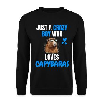Wasserschwein Verrückter Junge Geschenk Capybara - Unisex Pullover - Schwarz - Vorne - Alina (178cm) & Michal (187cm)