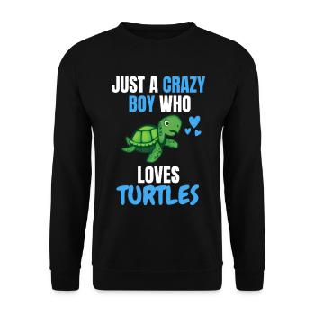 Crazy Young Sea Animal Gift Turtle - Unisex Sweatshirt - black - Front - Alina (178cm) & Michal (187cm)