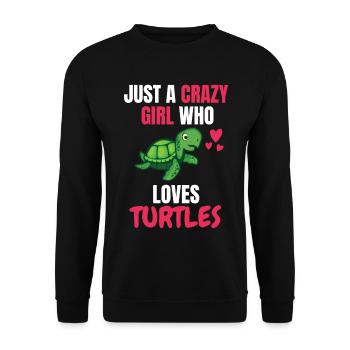 Crazy Girl Ocean Animal Gift Turtle - Unisex Sweatshirt - black - Front - Alina (178cm) & Michal (187cm)