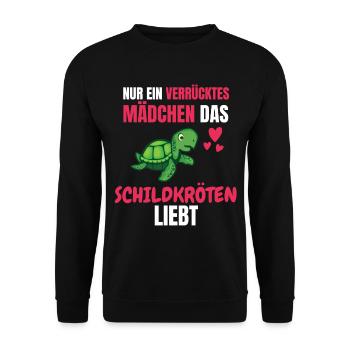 Verrücktes Mädchen Ozean Tier Geschenk Schildkröte - Unisex Pullover - Schwarz - Vorne - Alina (178cm) & Michal (187cm)