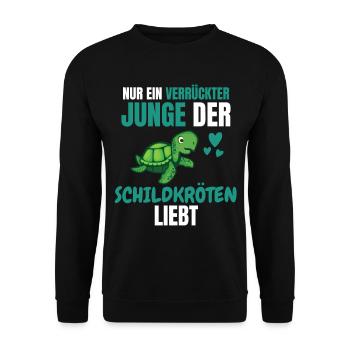 Verrückter Junge Meerestier Geschenk Schildkröte - Unisex Pullover - Schwarz - Vorne - Alina (178cm) & Michal (187cm)