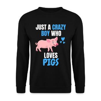 Farm Animal Farmer Boys Gift Pig - Unisex Sweatshirt - black - Front - Alina (178cm) & Michal (187cm)